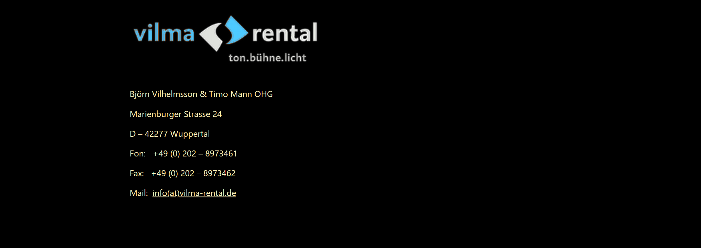 Screenshot VILMA Rental Website